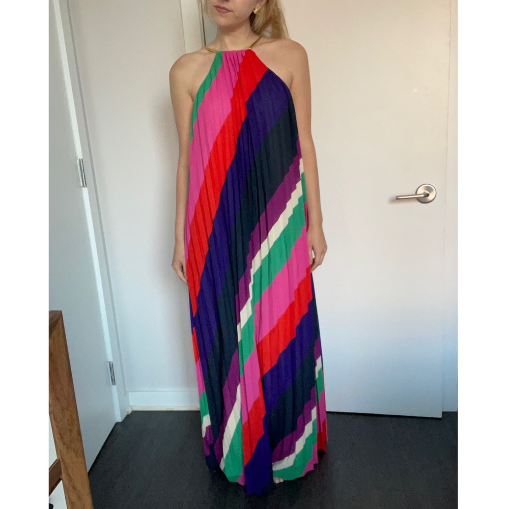 Trina Turk Striped Maxi Wedding Guest Dress